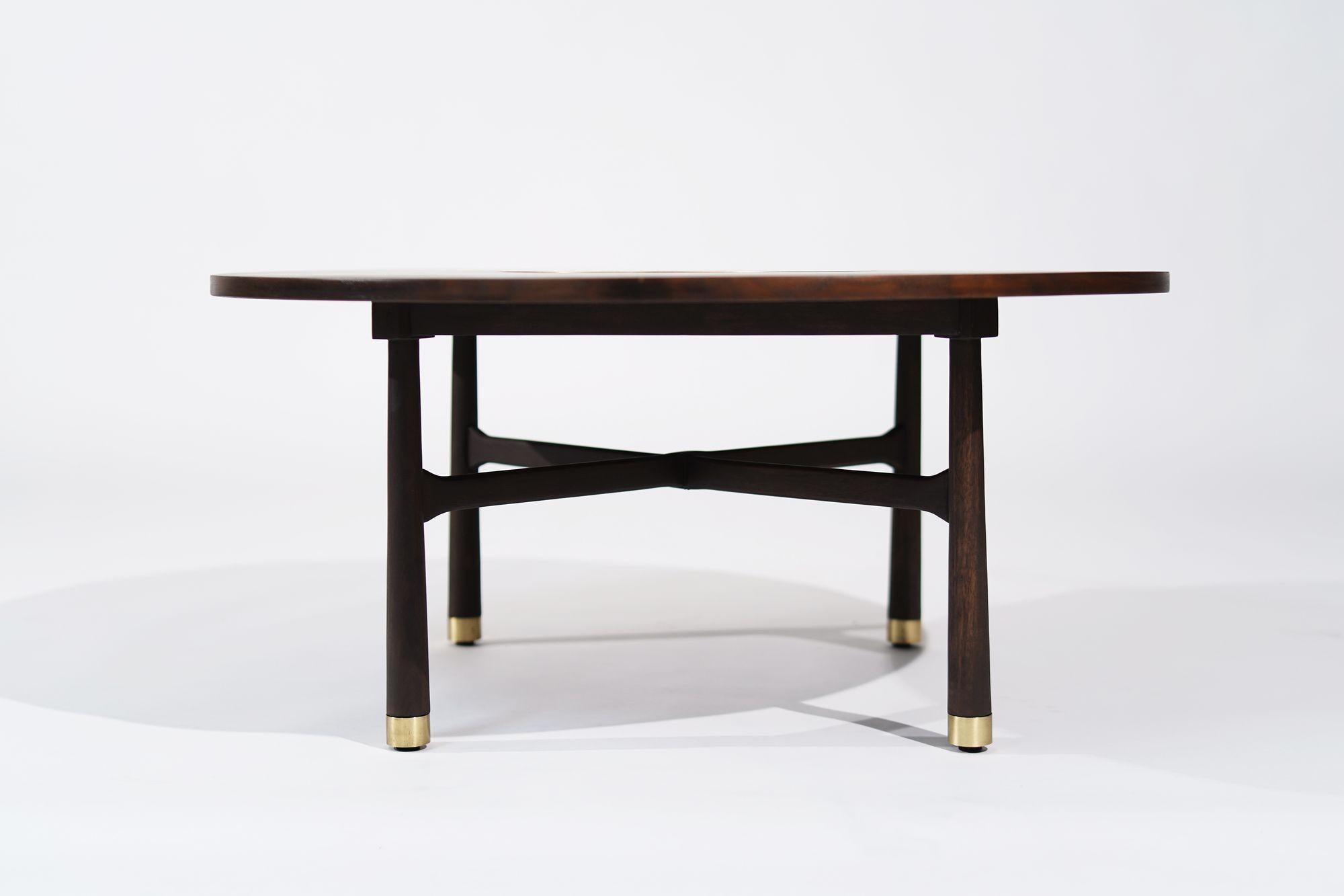 Walnut and Brass Coffee Table by Harvey Probber, C. 1950s For Sale 1