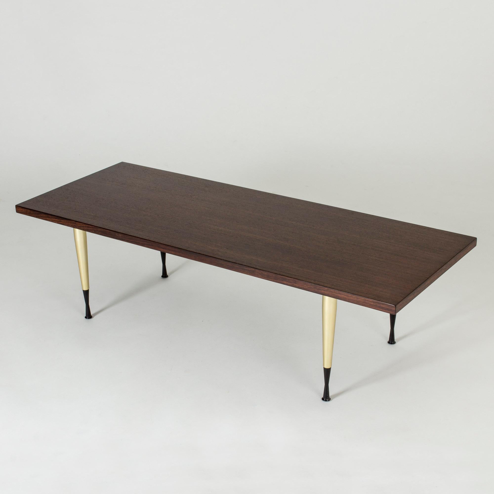 Scandinavian Modern Walnut and Brass Coffee Table from NK For Sale