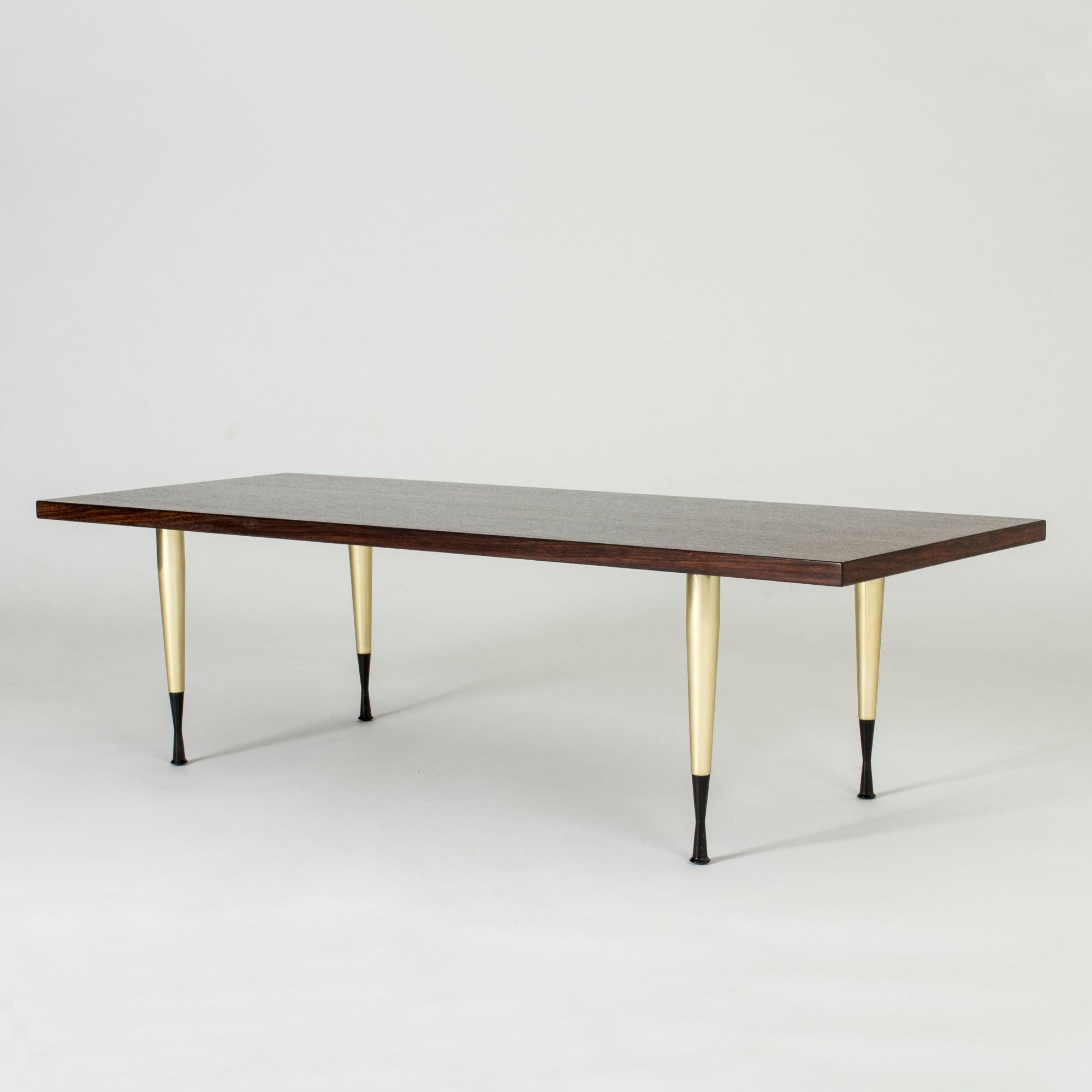 Swedish Walnut and Brass Coffee Table from NK For Sale