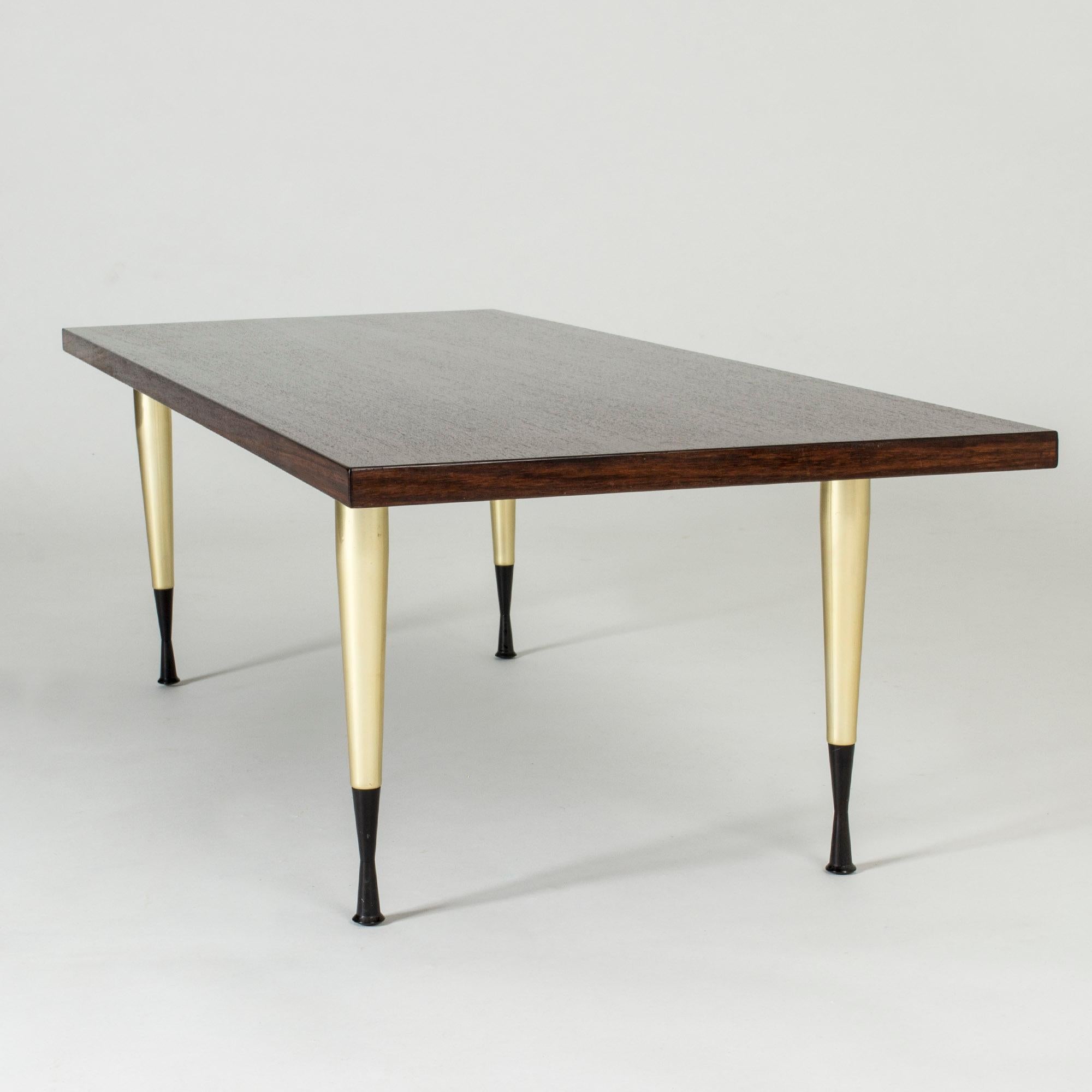 Mid-20th Century Walnut and Brass Coffee Table from NK For Sale