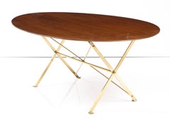 Walnut and Brass Dining Table by Luiggi Caccia Dominion for Azucena