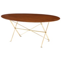 Walnut and Brass Dining Table by Luiggi Caccia Dominion for Azucena