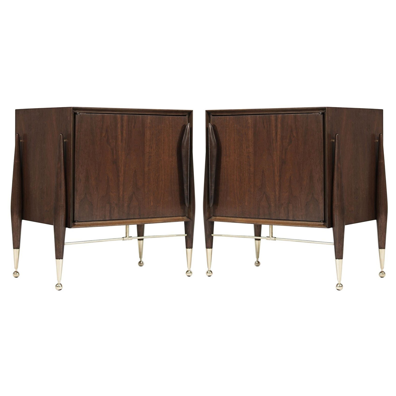 Walnut and Brass End Table by Kent Coffey, C. 1950s