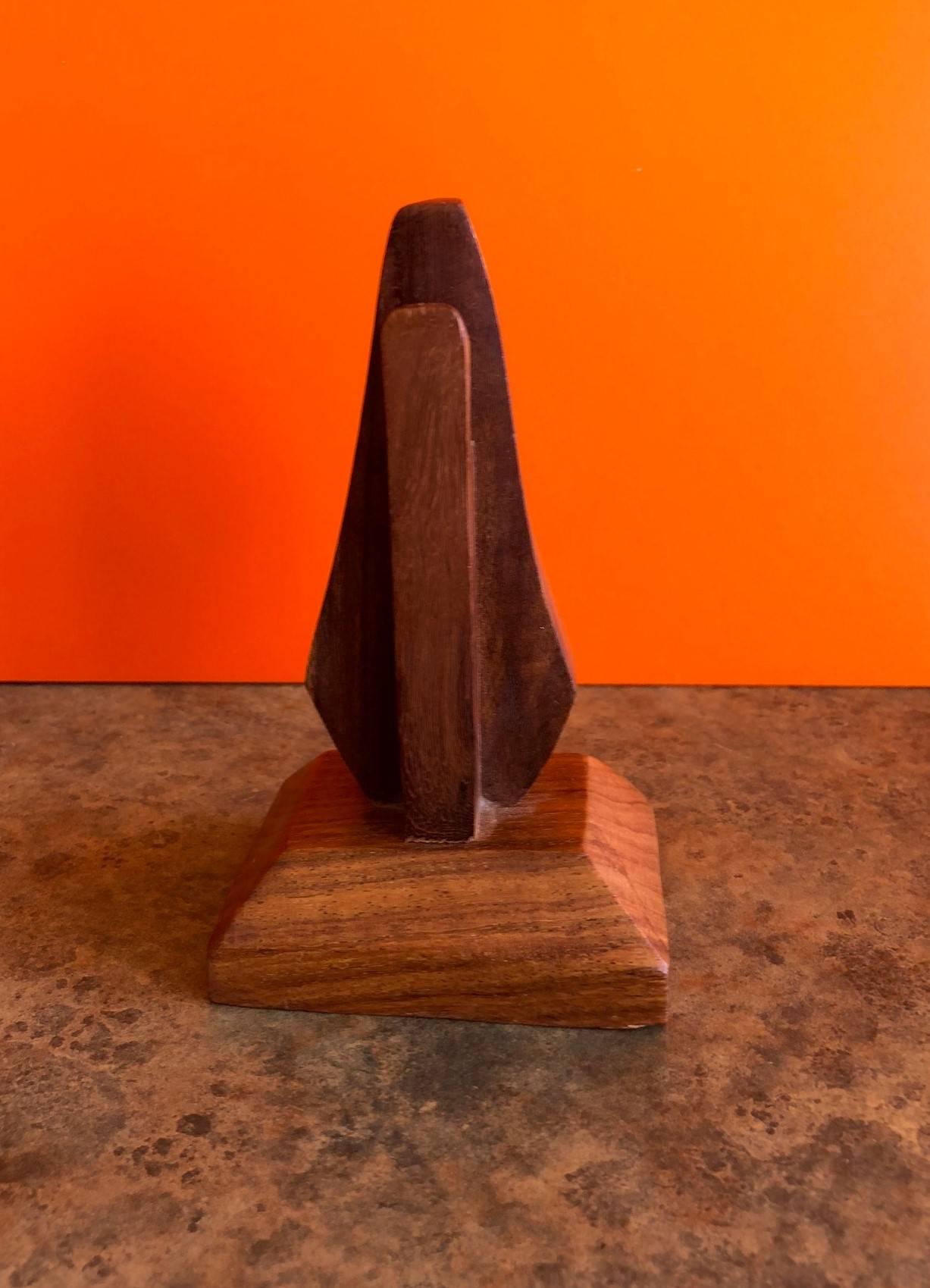 Walnut and Brass Eye Glass Holder In Excellent Condition For Sale In San Diego, CA