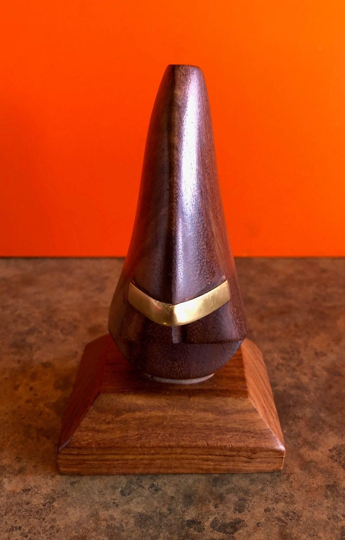 20th Century Walnut and Brass Eye Glass Holder For Sale
