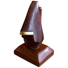Walnut and Brass Eye Glass Holder