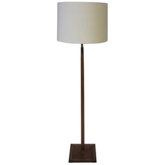 Walnut and Brass Floor Lamp Attributed to Tommi Parzinger