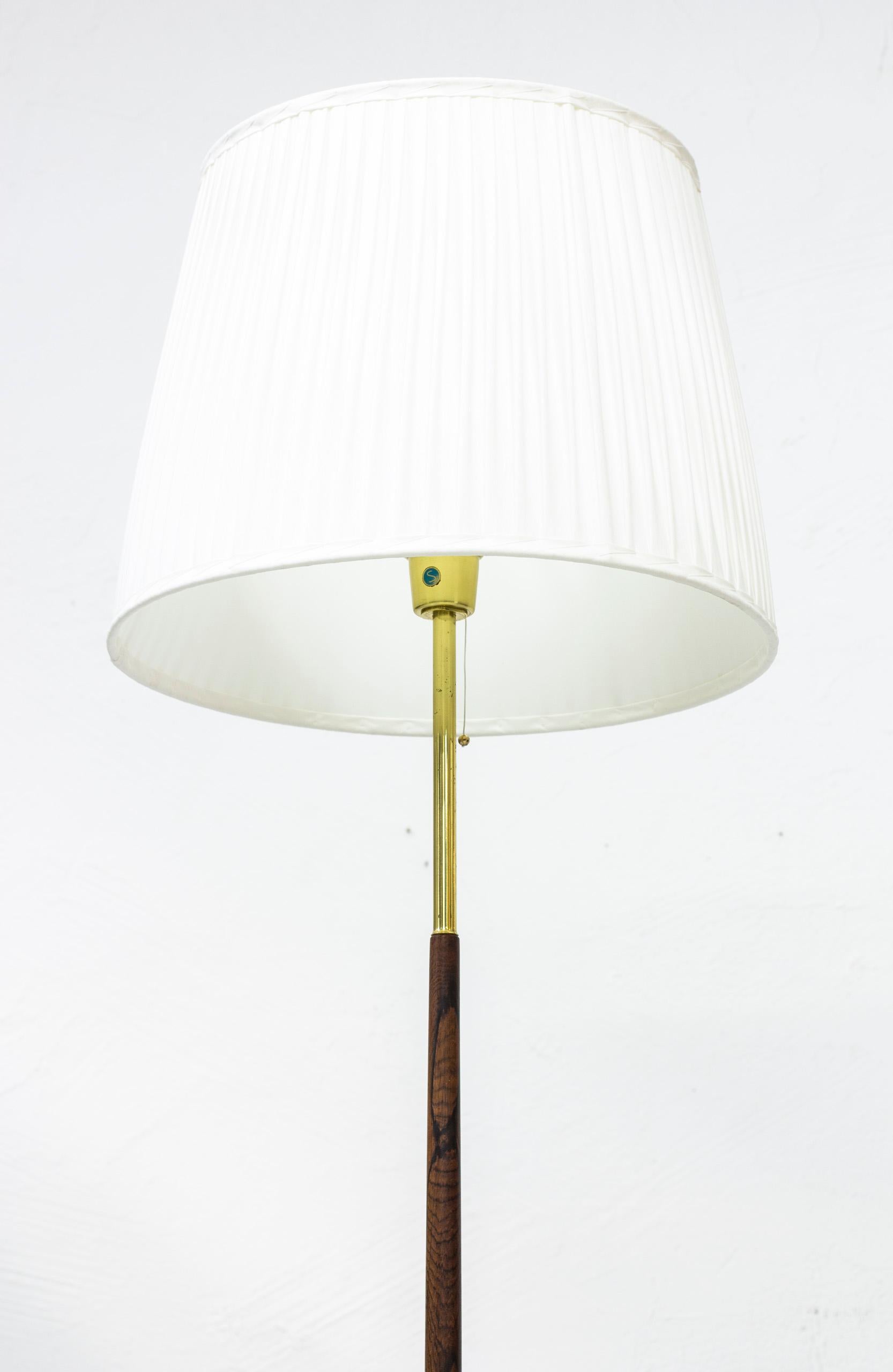 Scandinavian Modern Walnut and Brass Floor Lamps by Möller Armaturer, Sweden, 1960s