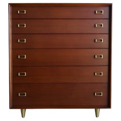 Vintage Walnut and Brass Gentlemen's Chest by Paul Frankl, ca. 1960
