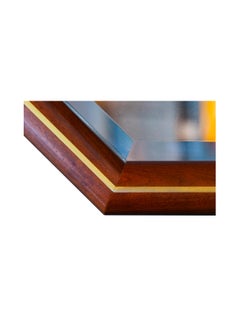 Walnut and Brass Inlay Elongated Octagon Framed Mirror