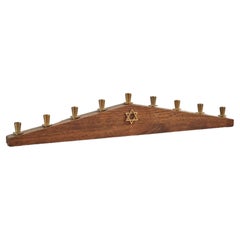 Walnut and Brass Menorah by Paul Evans