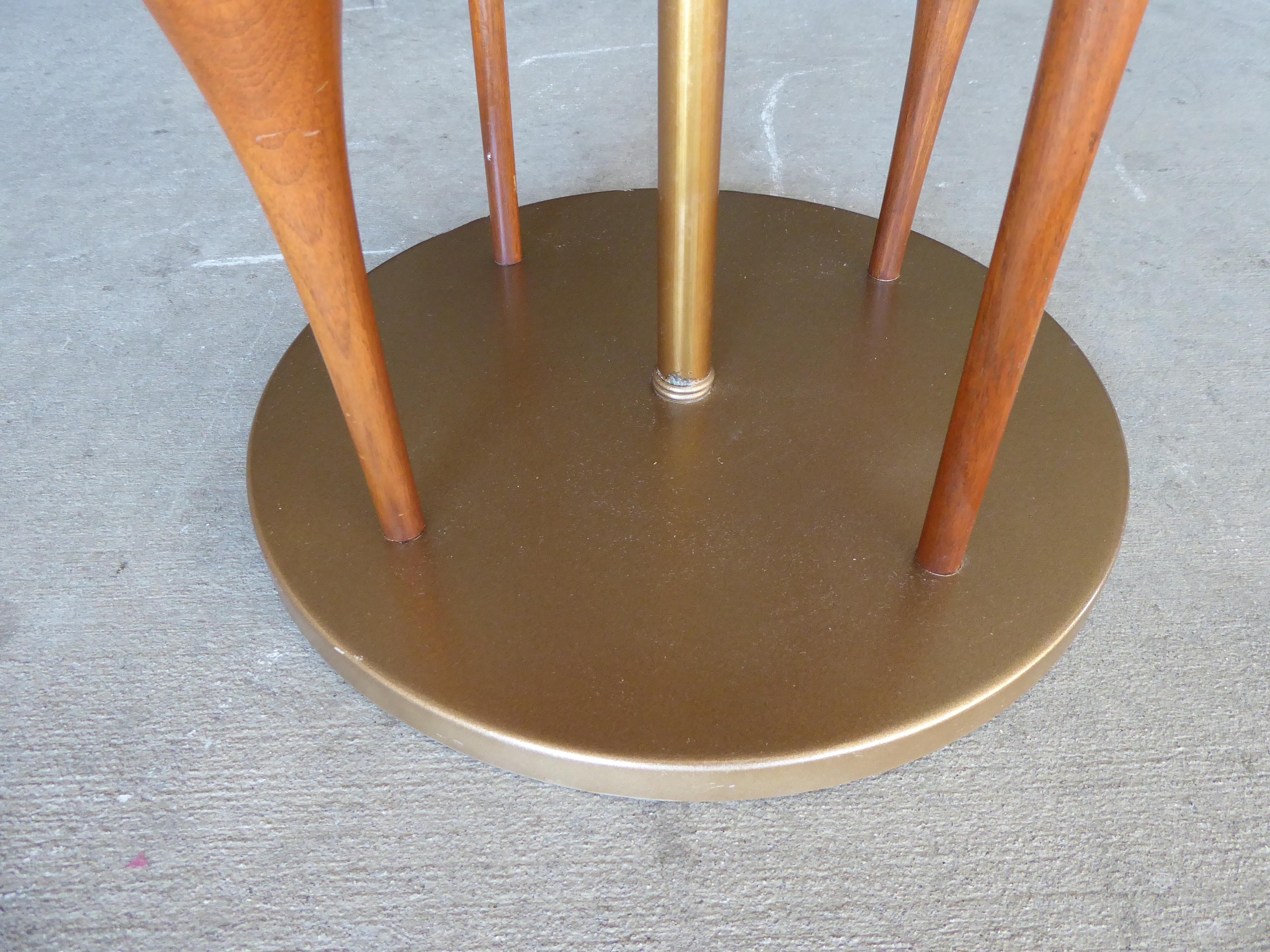 Walnut and Brass Side Table Attributed to Modeline of California 1