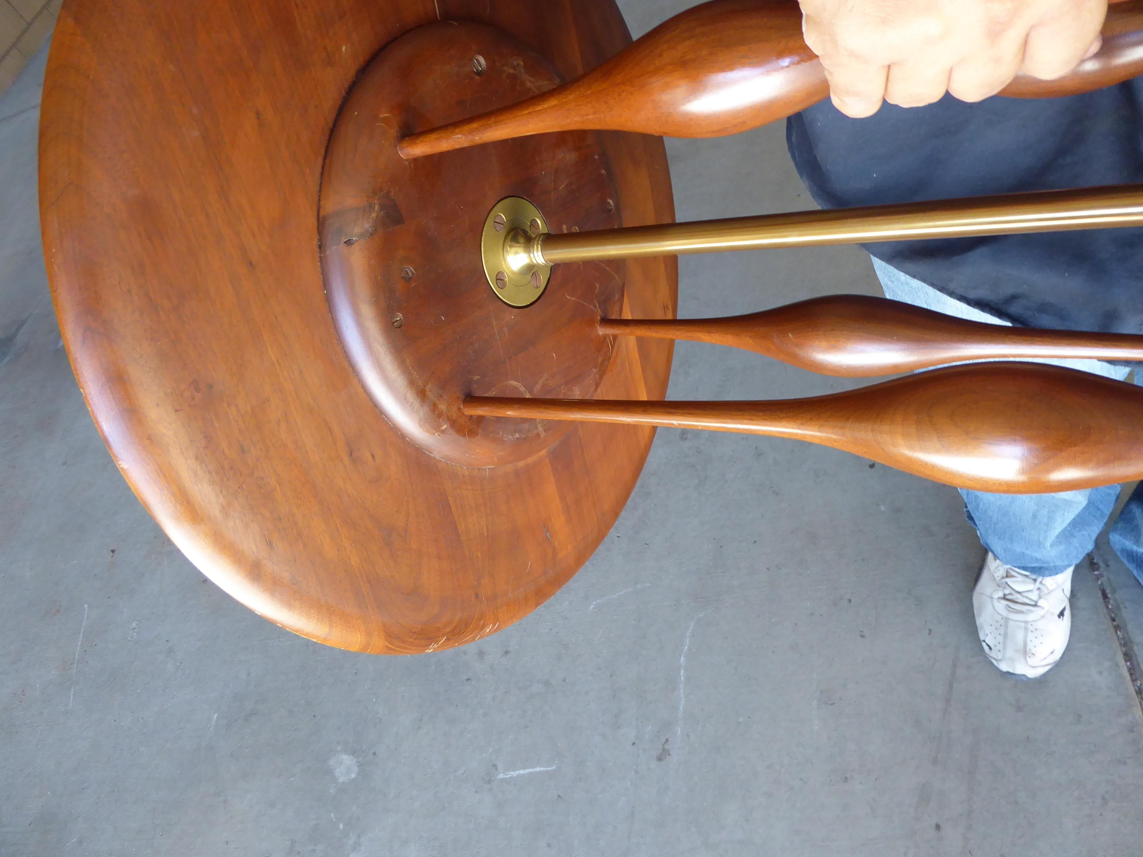 Walnut and Brass Side Table Attributed to Modeline of California 3