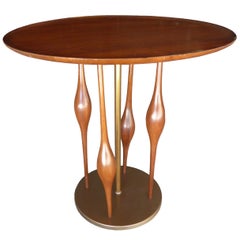 Walnut and Brass Side Table Attributed to Modeline of California