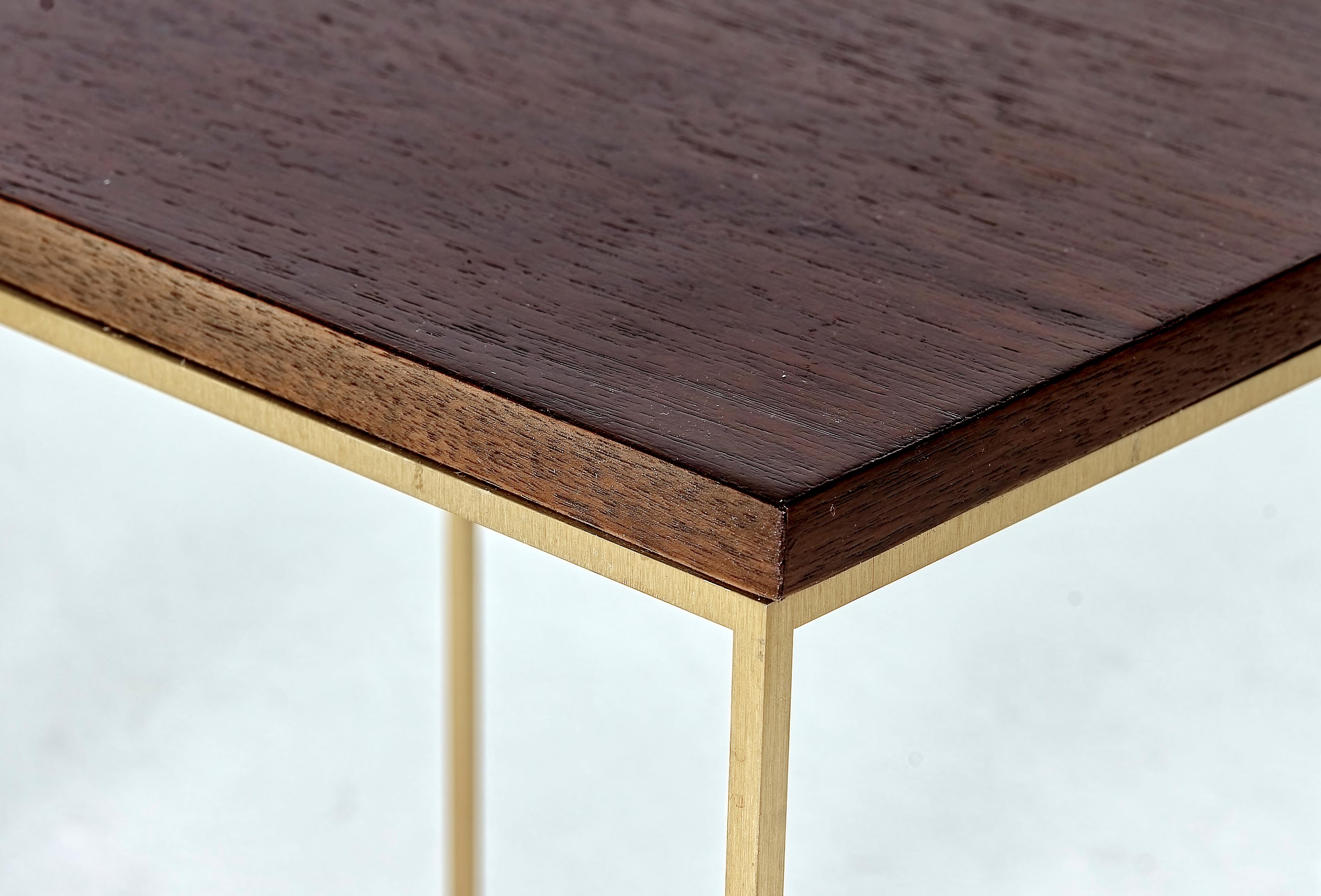 Walnut and Brass Side Tables Large For Sale 4