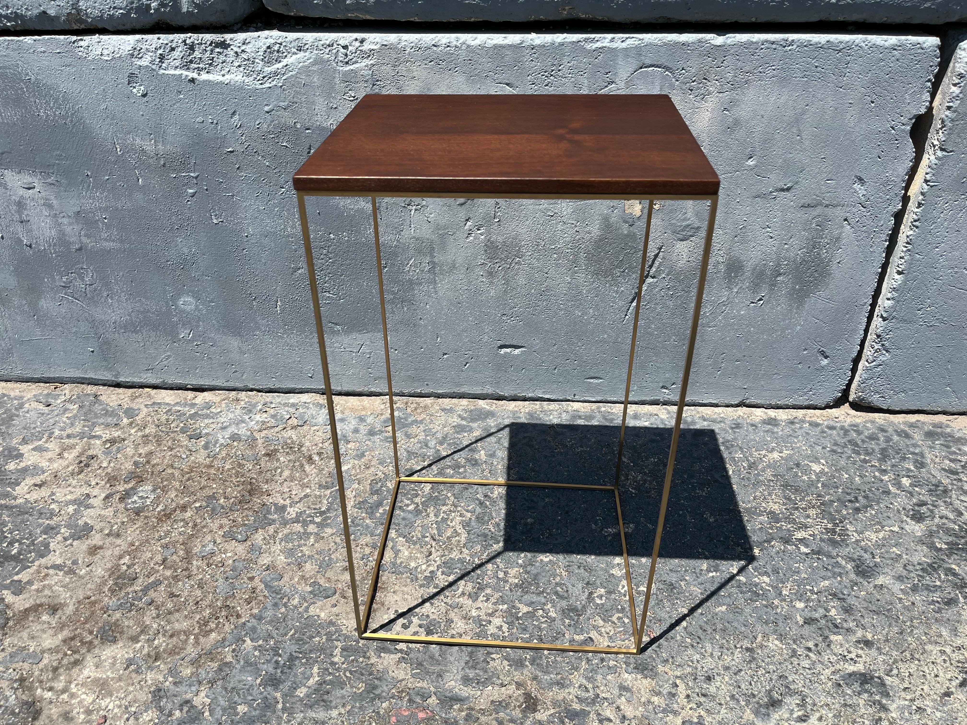 Walnut and Brass Side Tables Large For Sale 5