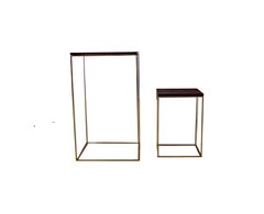 Walnut and Brass Side Tables Large