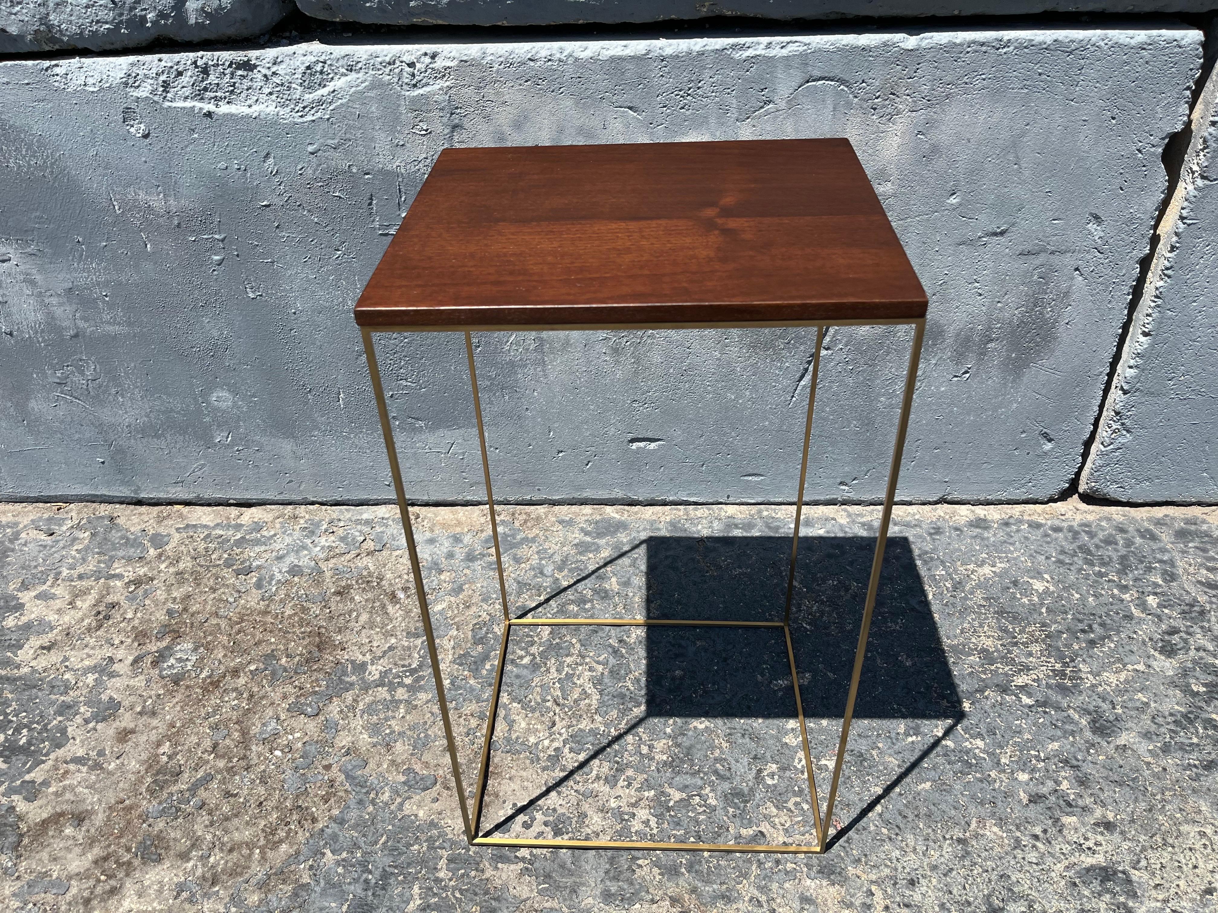 Walnut and Brass Side Tables Large For Sale 1