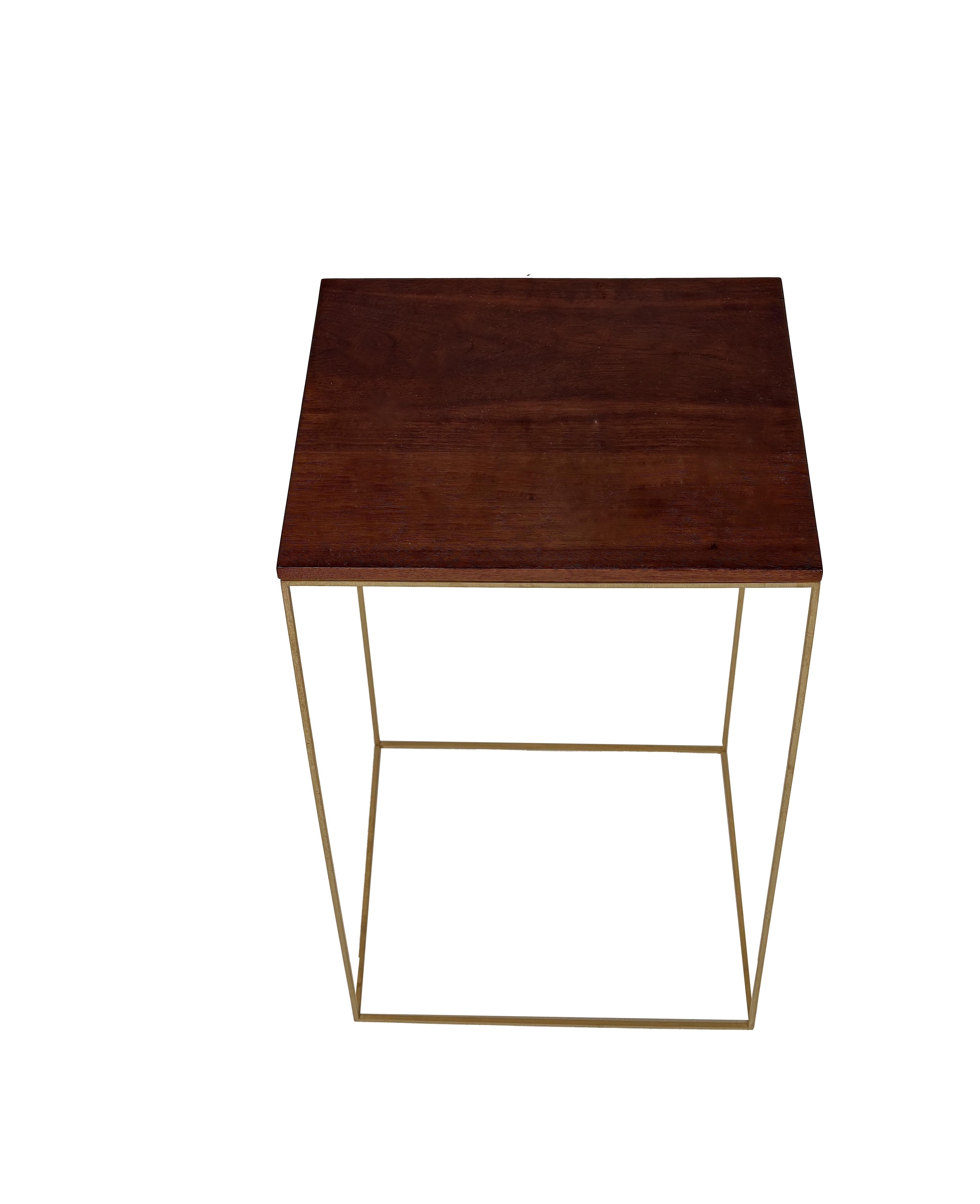 Walnut and Brass Side Tables Large For Sale 3