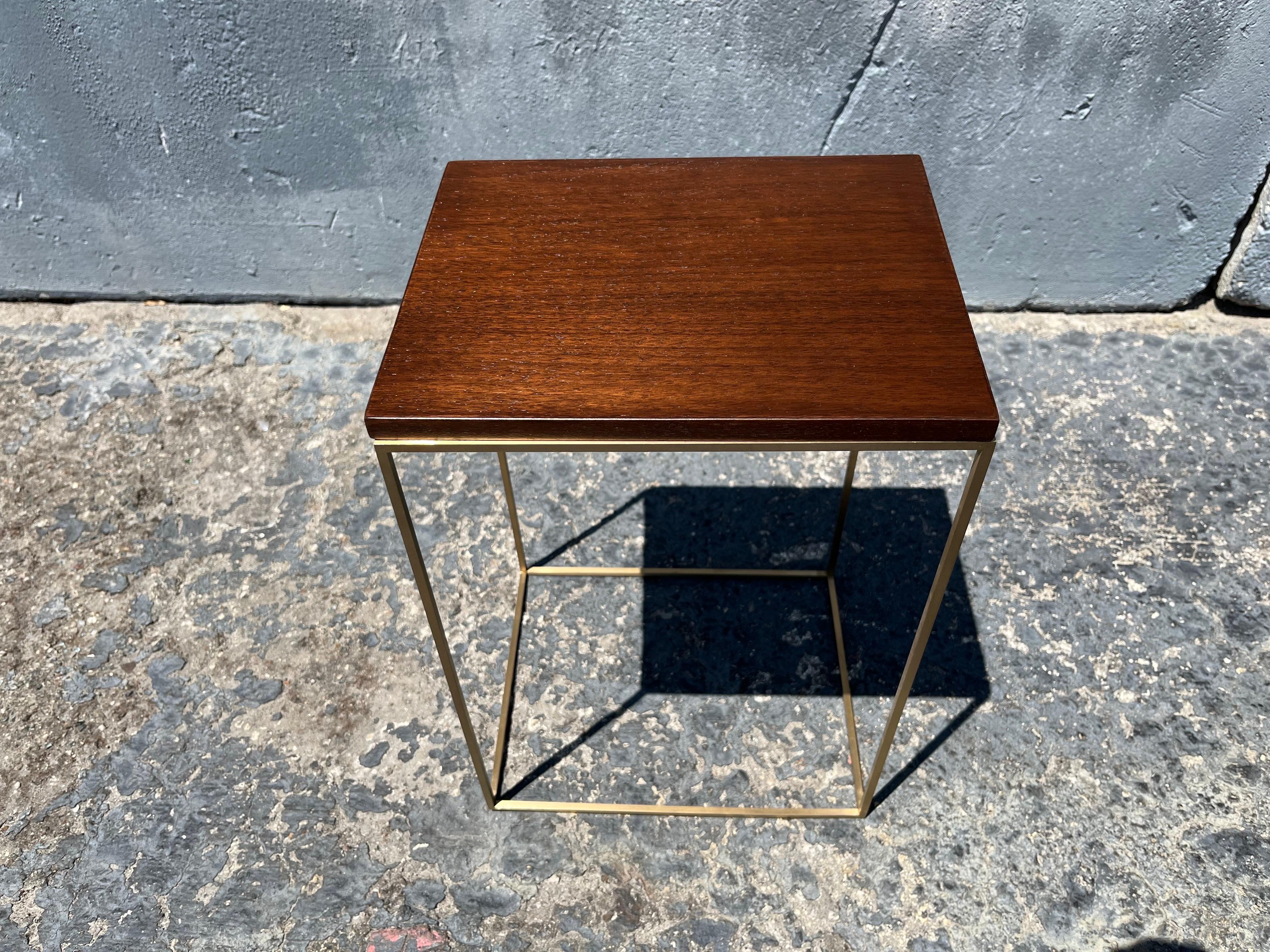 Walnut and Brass Side Tables Small For Sale 5