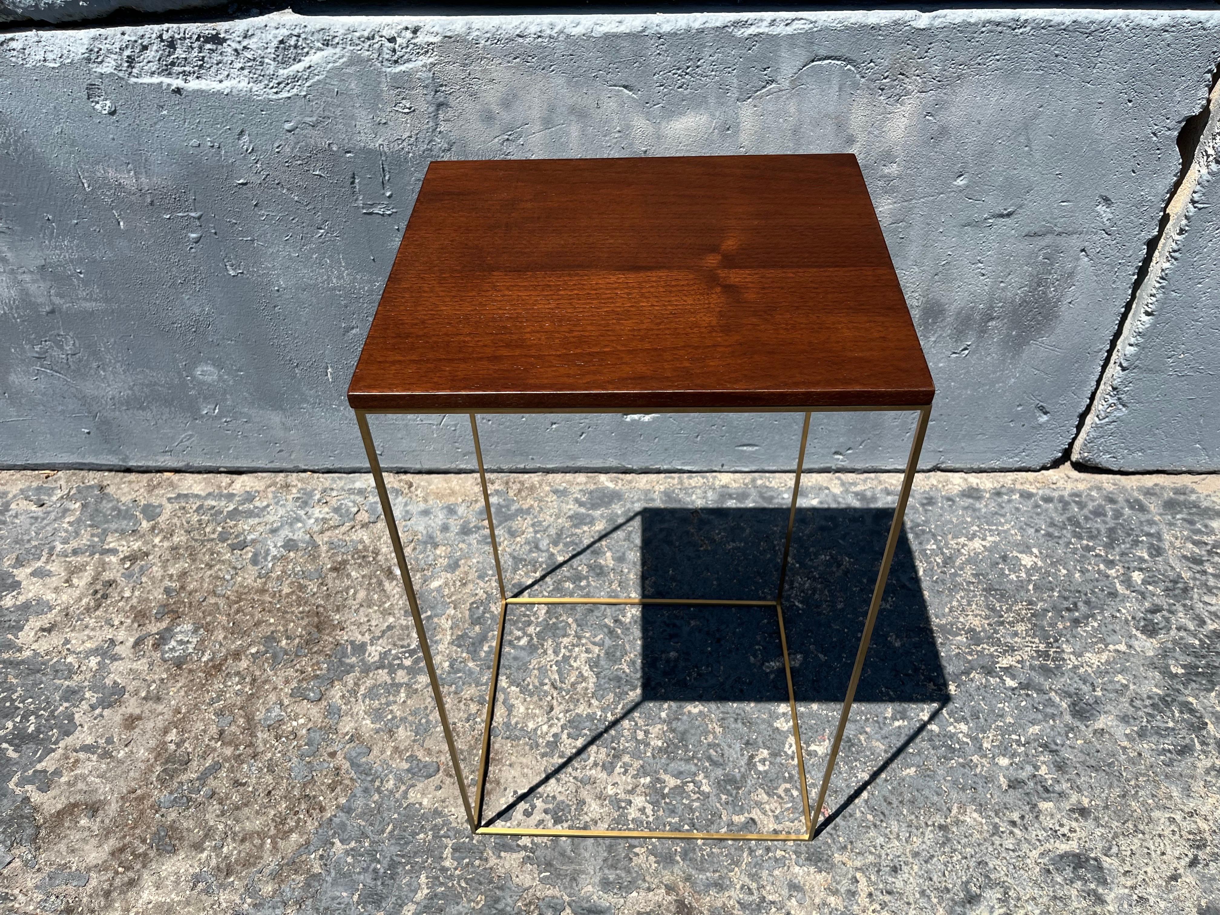 Walnut and Brass Side Tables Small For Sale 8