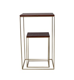 Walnut and Brass Side Tables Small