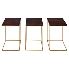 Walnut and Brass Side Tables Small