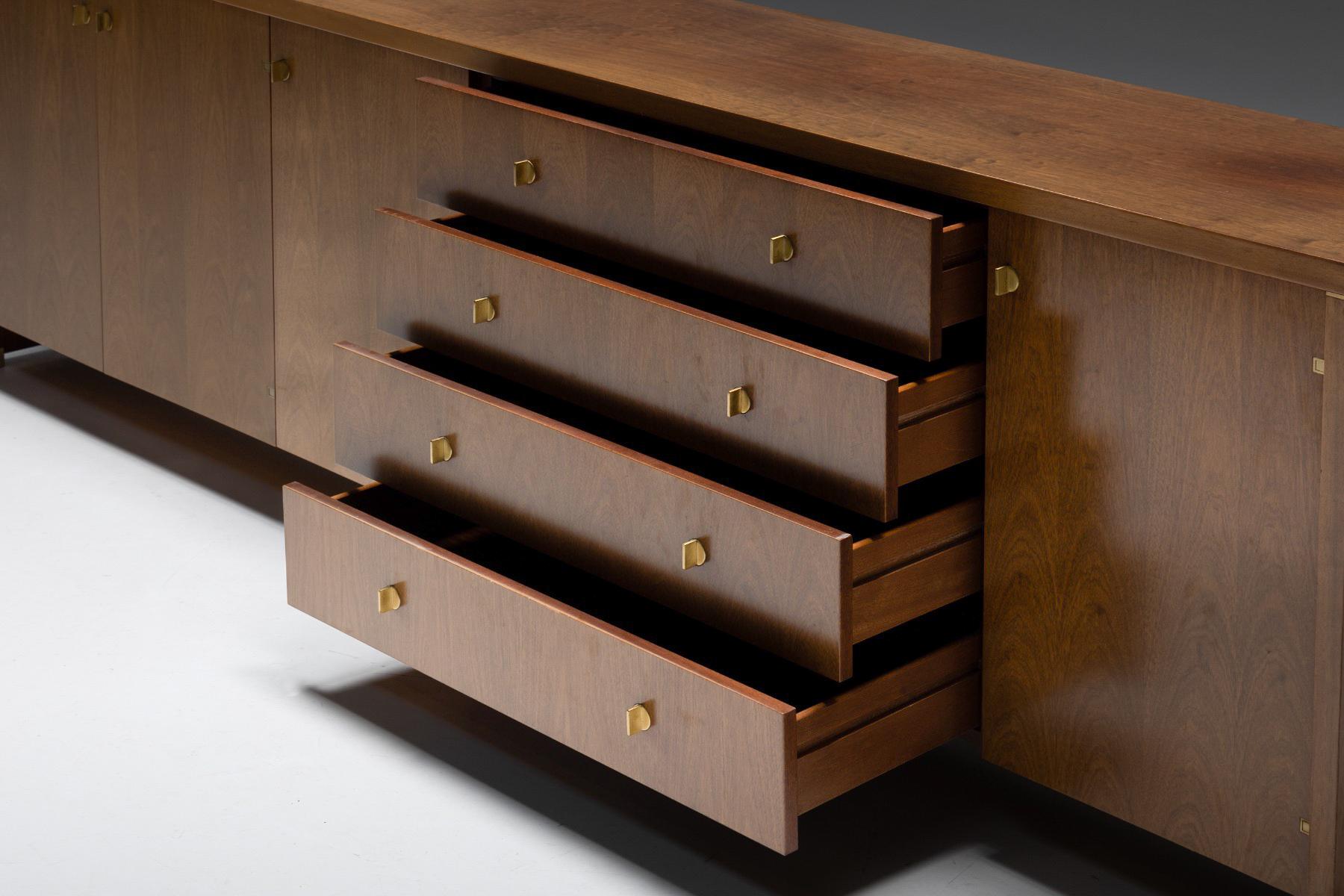 Walnut and Brass Sideboard by Pierre Balmain, France, 1980s 6