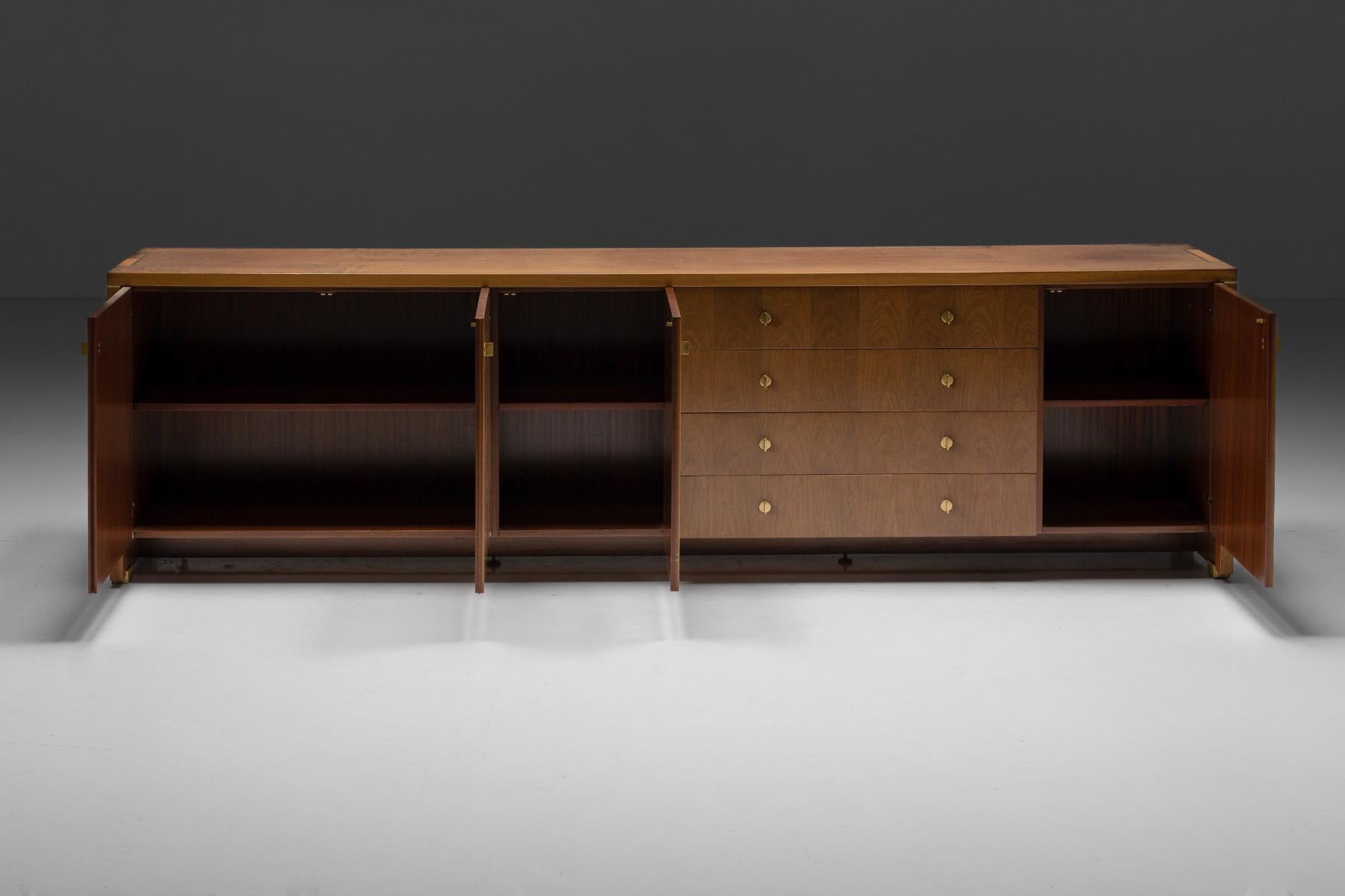 Walnut and Brass Sideboard by Pierre Balmain, France, 1980s 7