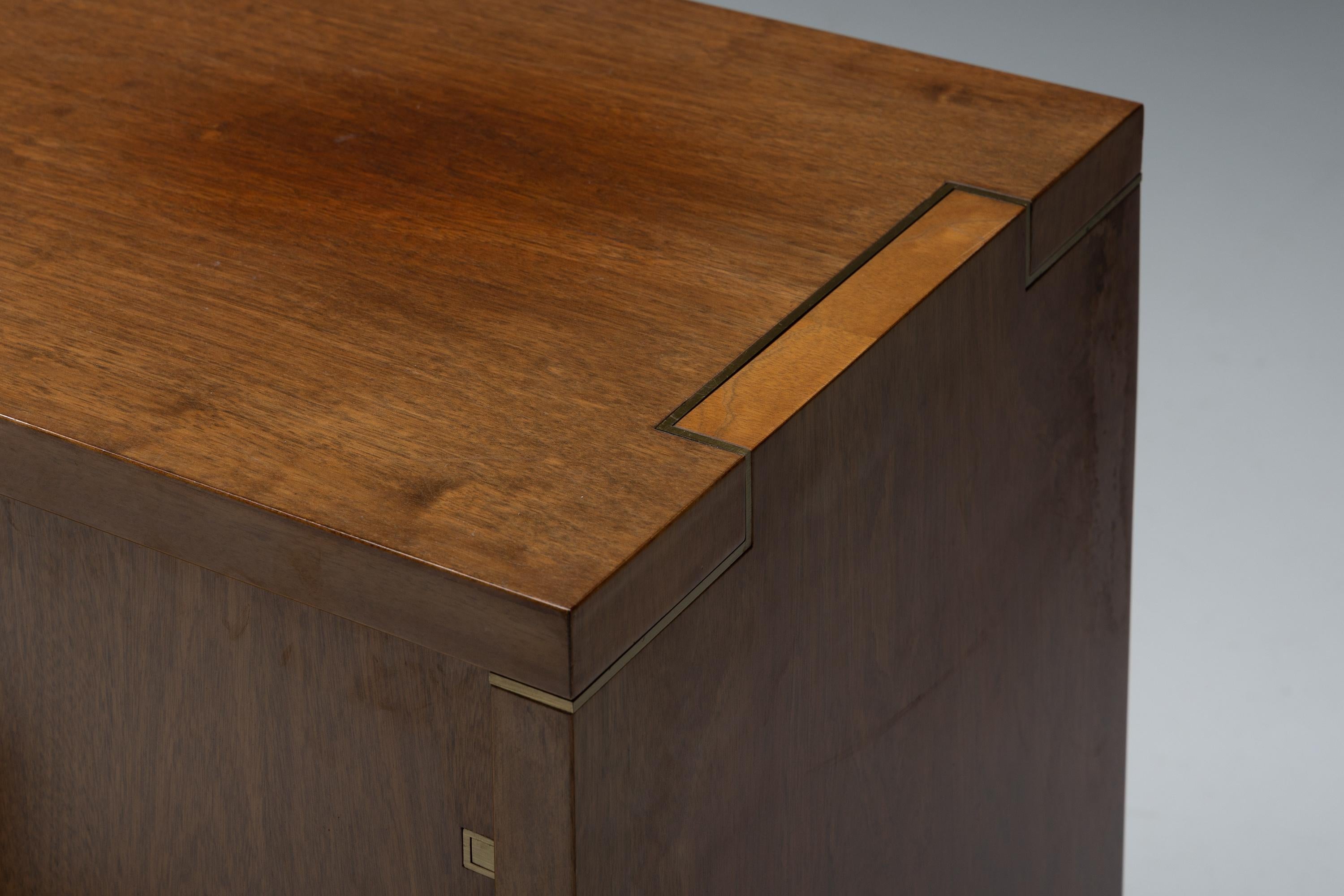 Walnut and Brass Sideboard by Pierre Balmain, France, 1980s 2