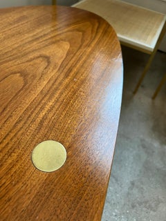 Walnut and Brass Surfboard coffee table