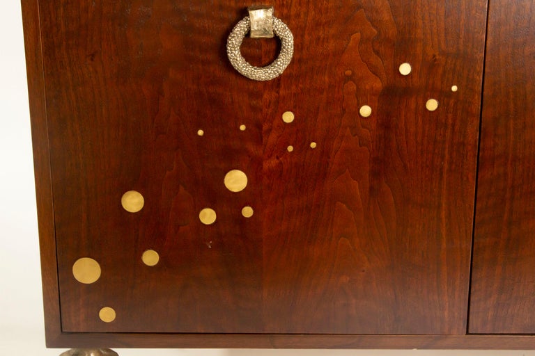 Walnut and Bronze Bar with HandSculpted Bronze Handles and