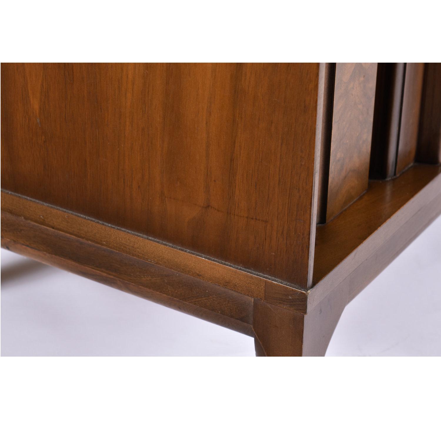 Walnut and Burl Expanding Bar Server and Record Cabinet With Finished Back Side 2