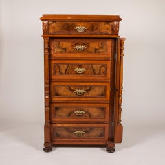 Walnut and Burr Walnut Chest of Drawers