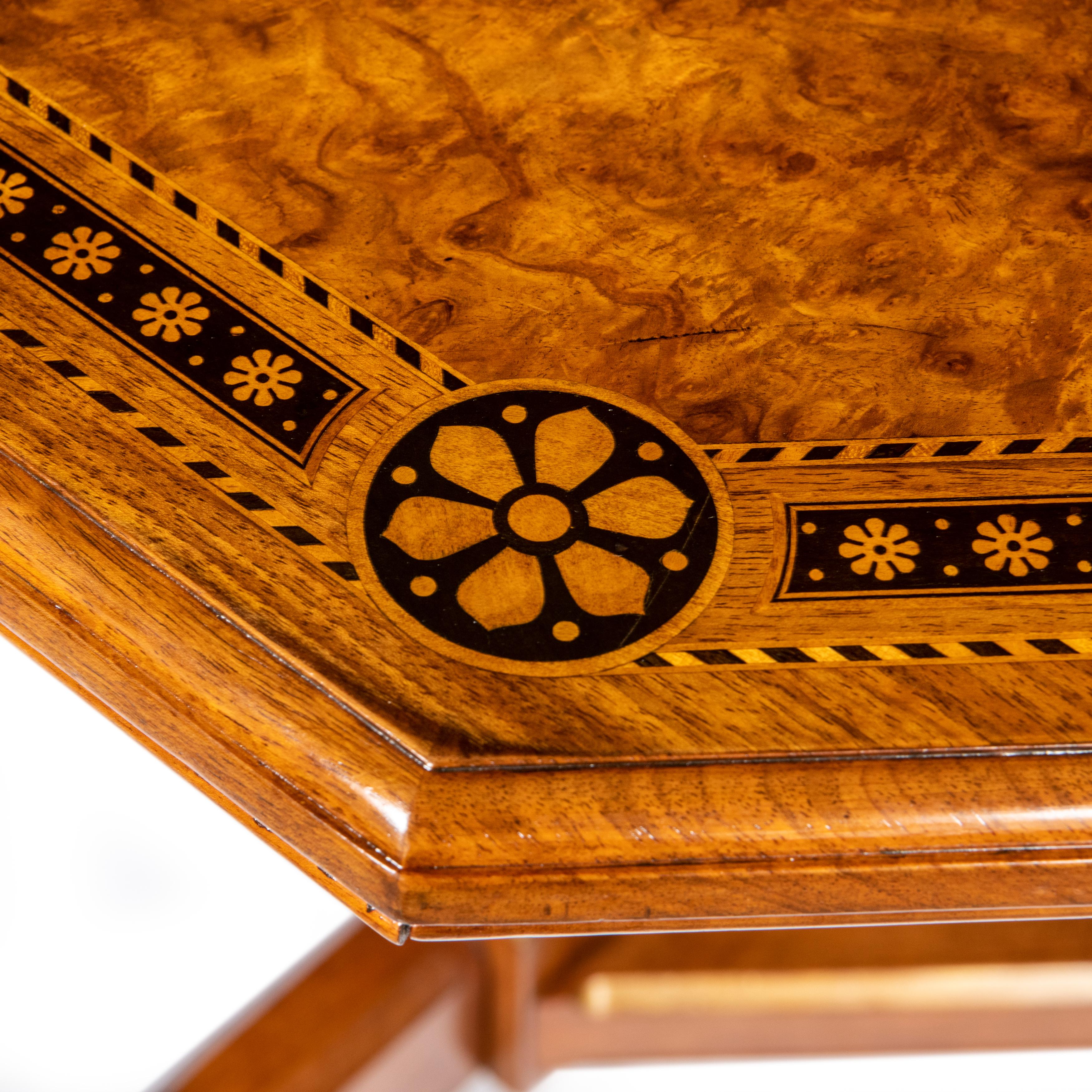 Inlay Walnut and Burr Walnut Octagonal Centre Table, England circa 1870