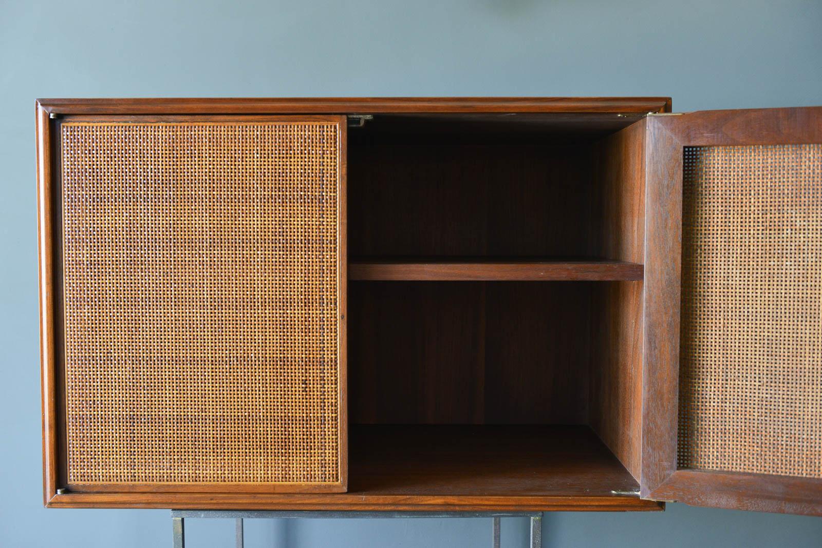 floating walnut cabinet