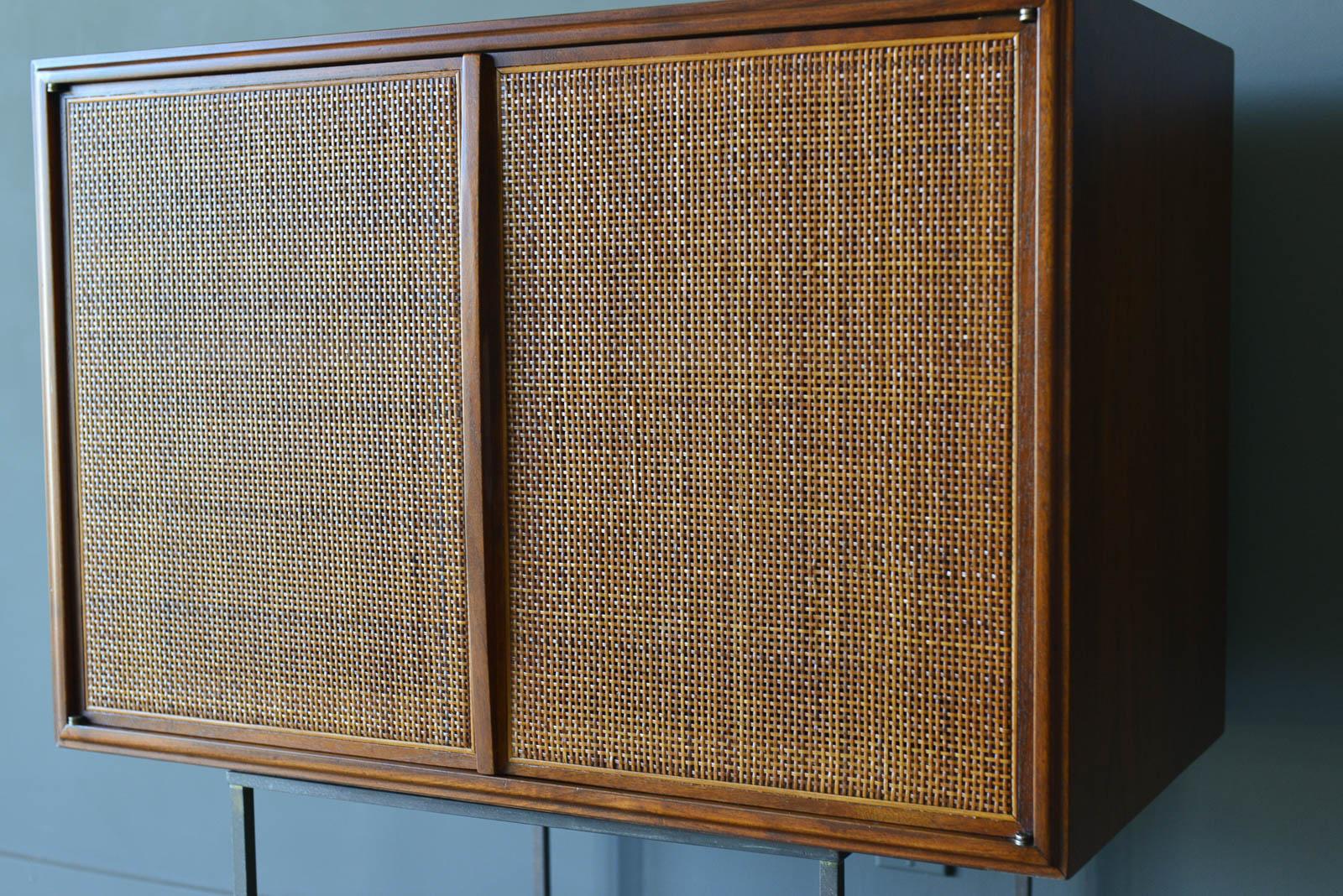 American Walnut and Cane Floating Cabinet, ca. 1955