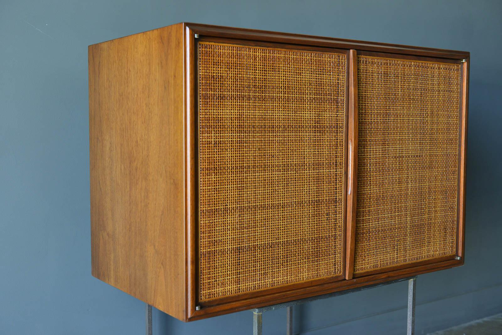 Walnut and Cane Floating Cabinet, ca. 1955 1