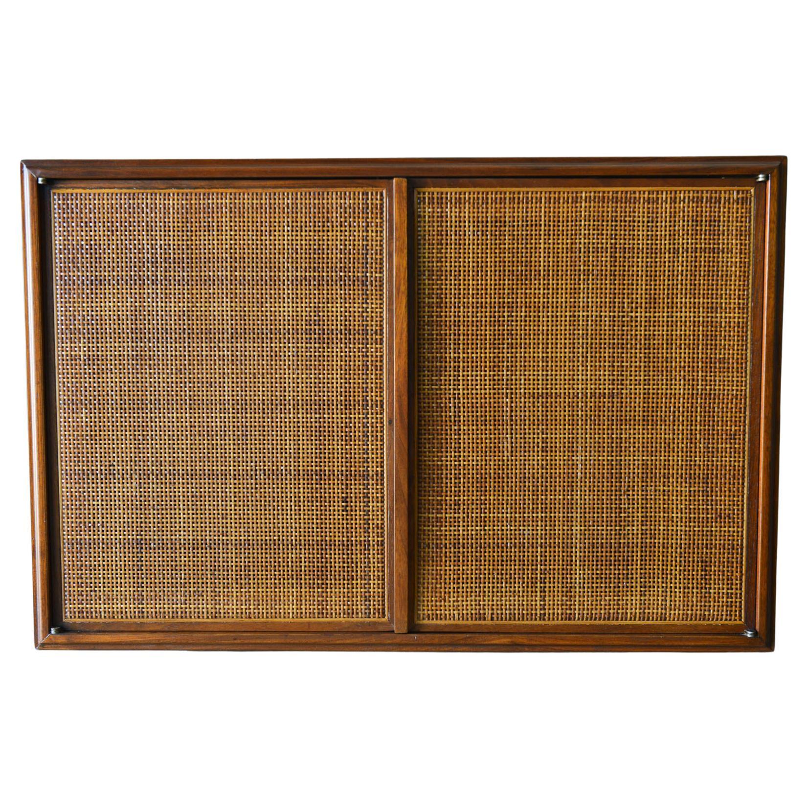 Walnut and Cane Floating Cabinet, ca. 1955