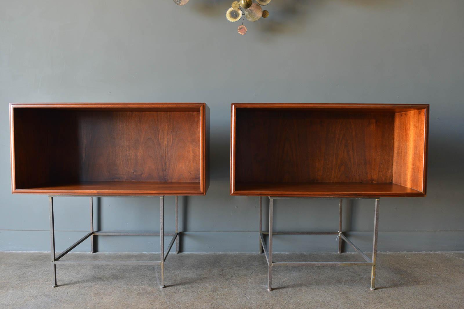 Walnut Floating Cabinets or Nightstands, ca. 1955 In Excellent Condition In Costa Mesa, CA