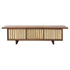 Walnut and Cane Low Profile Sideboard