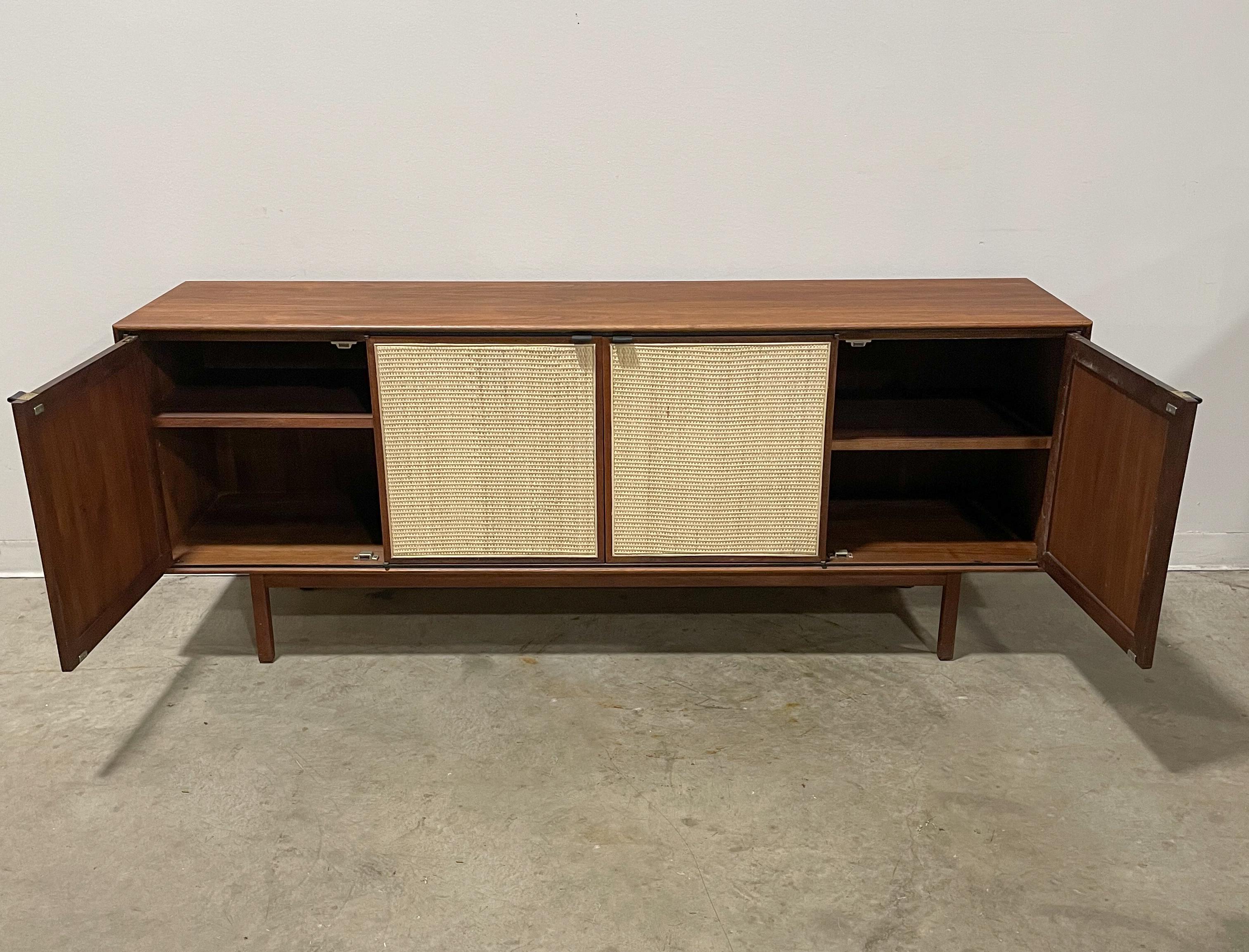 Walnut and Cane Mid Century Modern Credenza by Founders 4