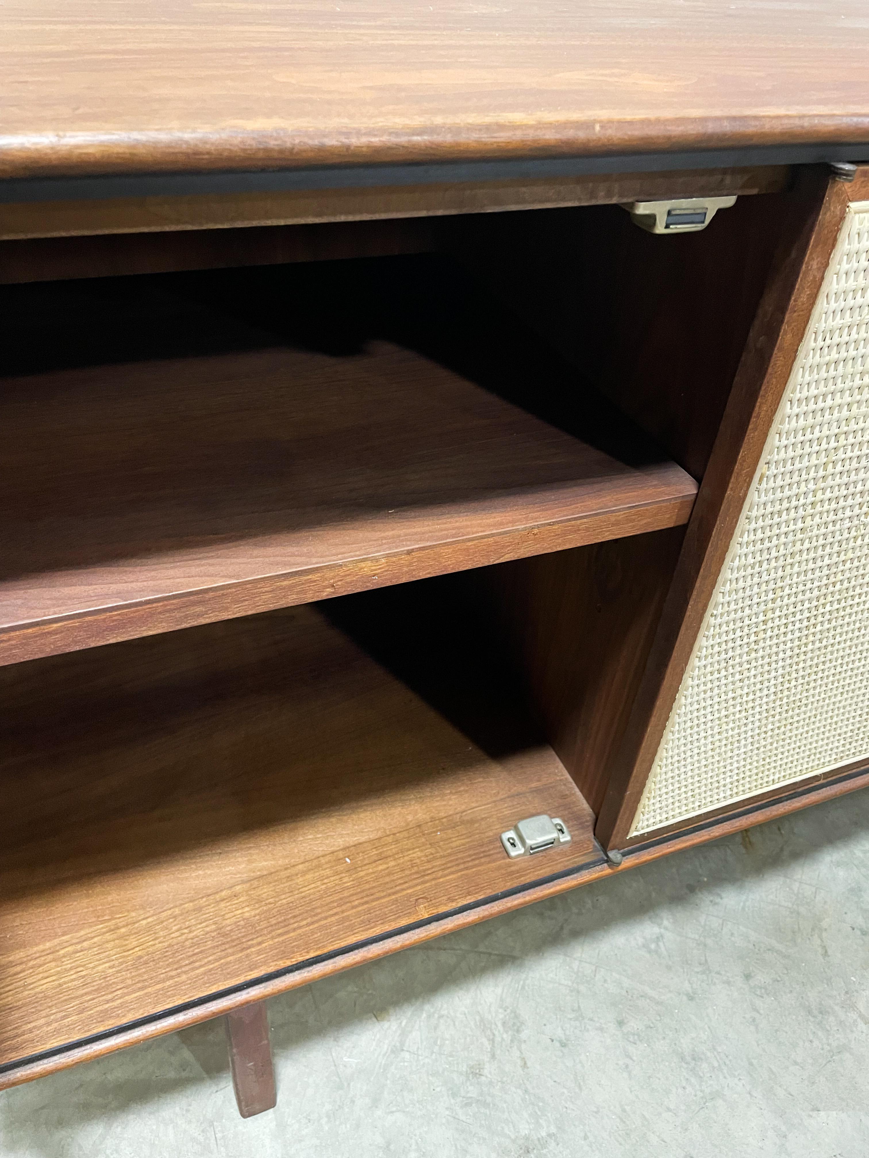 Walnut and Cane Mid Century Modern Credenza by Founders 5