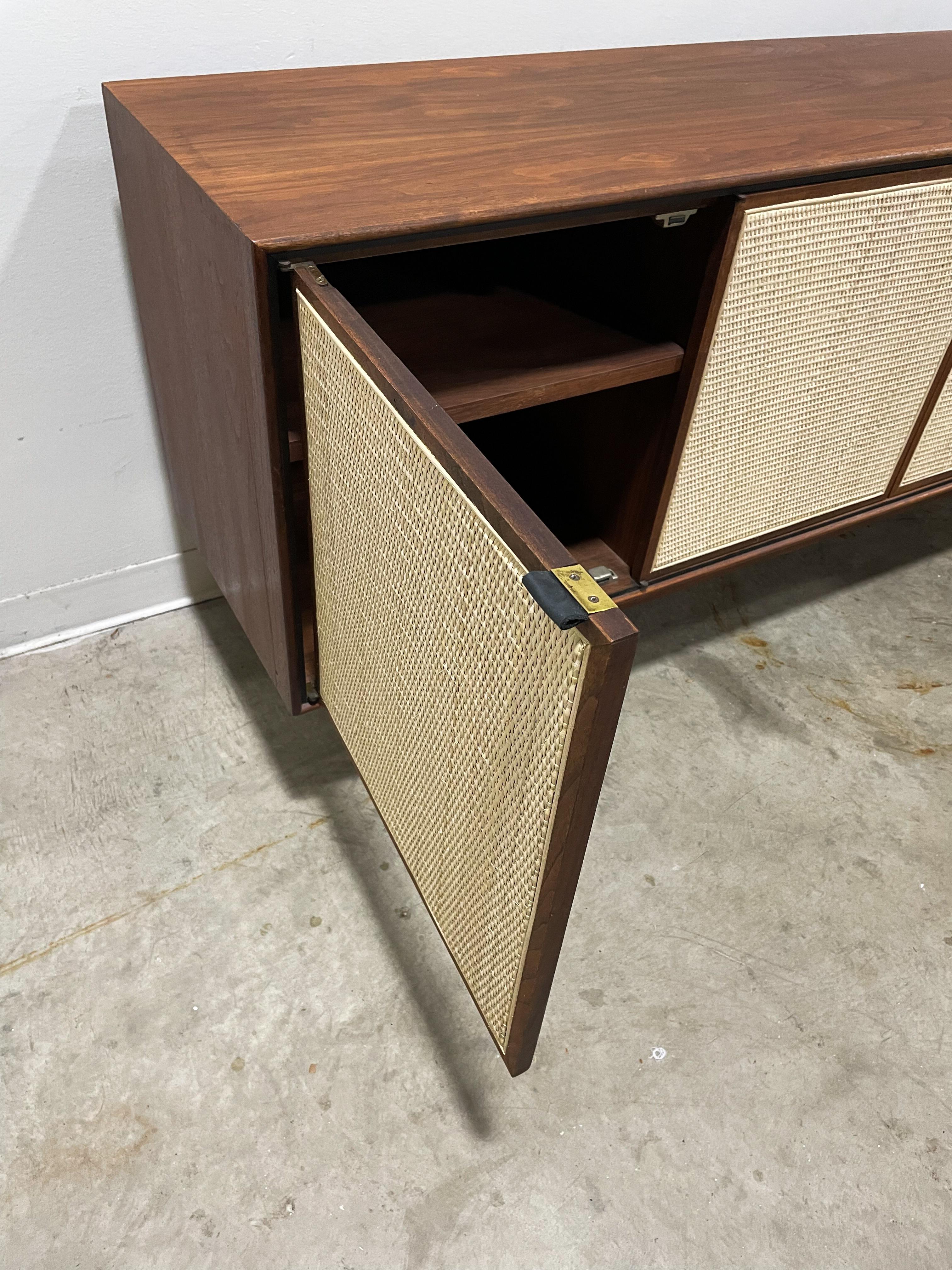 Walnut and Cane Mid Century Modern Credenza by Founders 6
