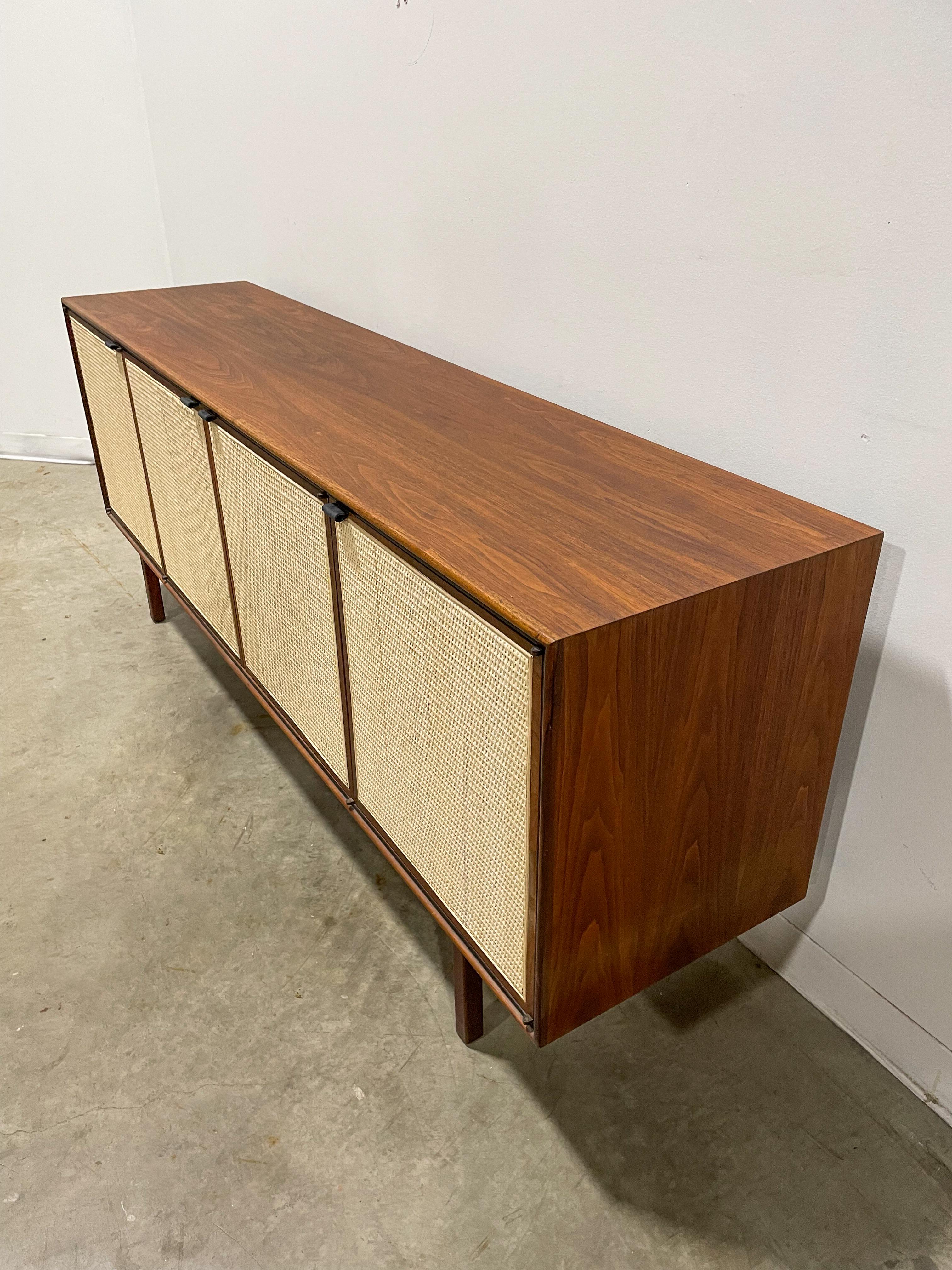 Walnut and Cane Mid Century Modern Credenza by Founders 8