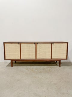 Walnut and Cane Mid Century Modern Credenza by Founders
