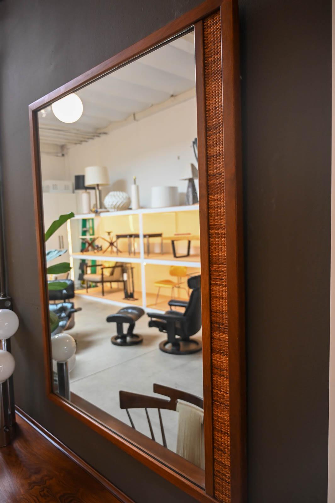 Walnut and Cane Wall Mirror by Drexel, ca. 1965 1