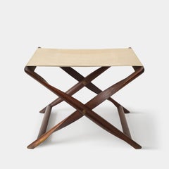 Walnut and Canvas "Propeller" Folding Stool by Kaare Klint