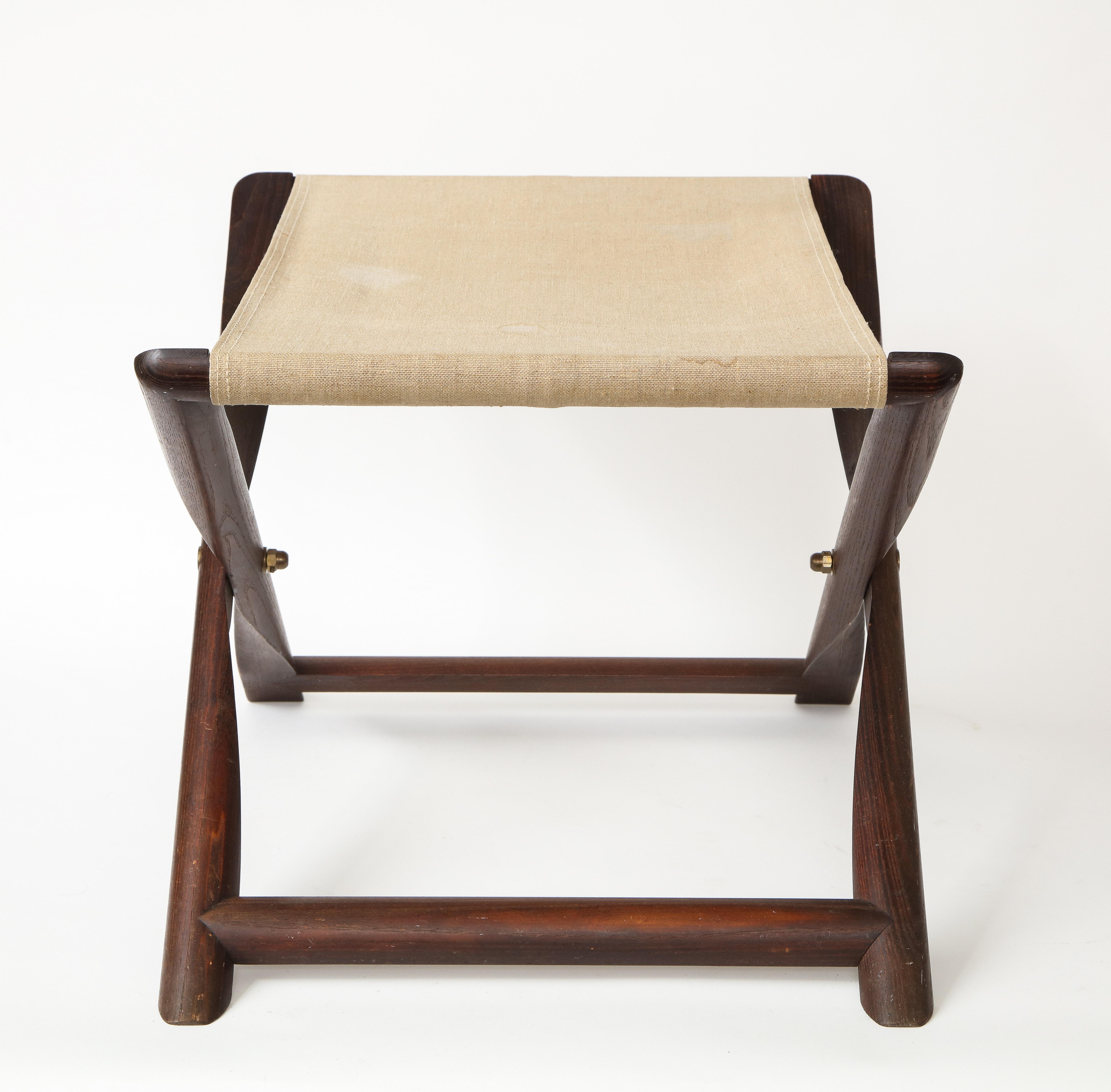 Mid-20th Century Walnut and Canvas 
