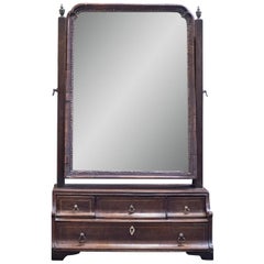 Antique Walnut and Chevron Banded Waterfall Toilet Mirror